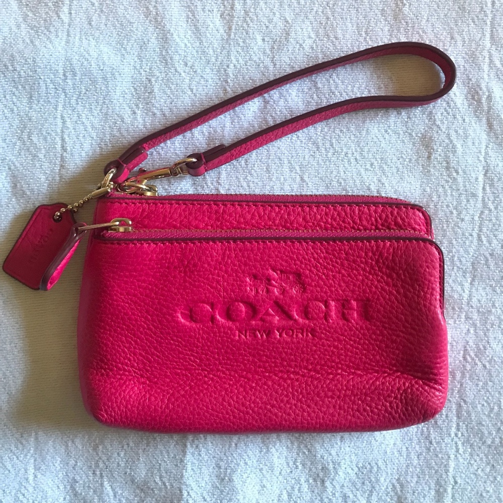 Pink Leather Coach Wristlet